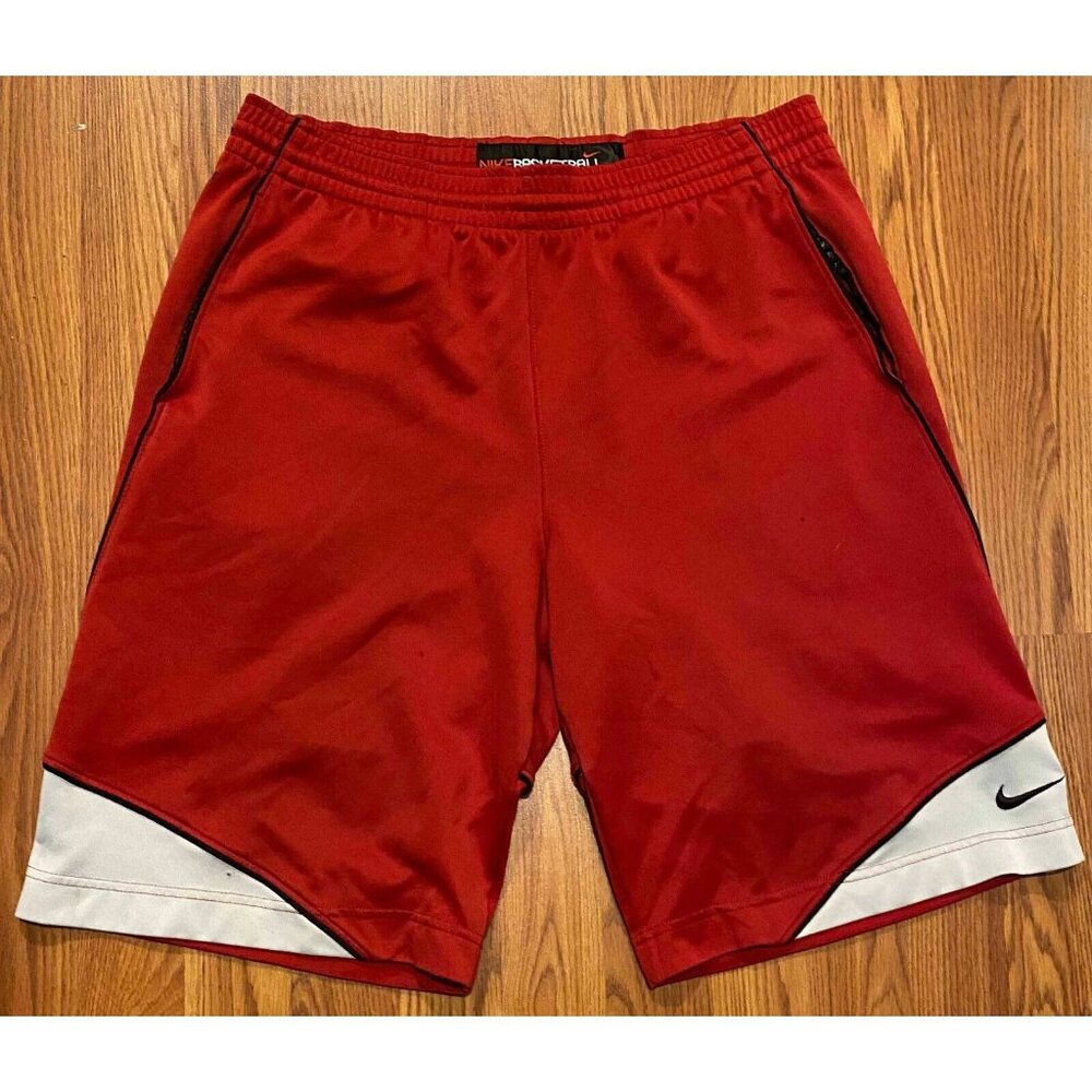 Vtg Nike Red White Basketball Shorts Mens M  11" Performance Gray Tag Y2K